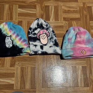 Colorful Tie-Dye Beanie Set